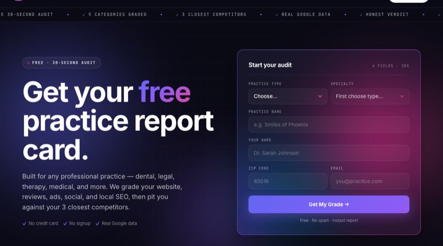 GradeMyPractice homepage
