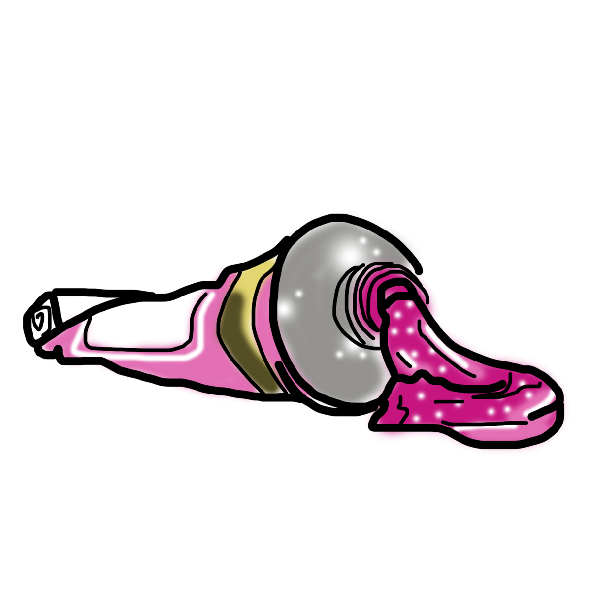 Illustration of a squeezed pink paint tube